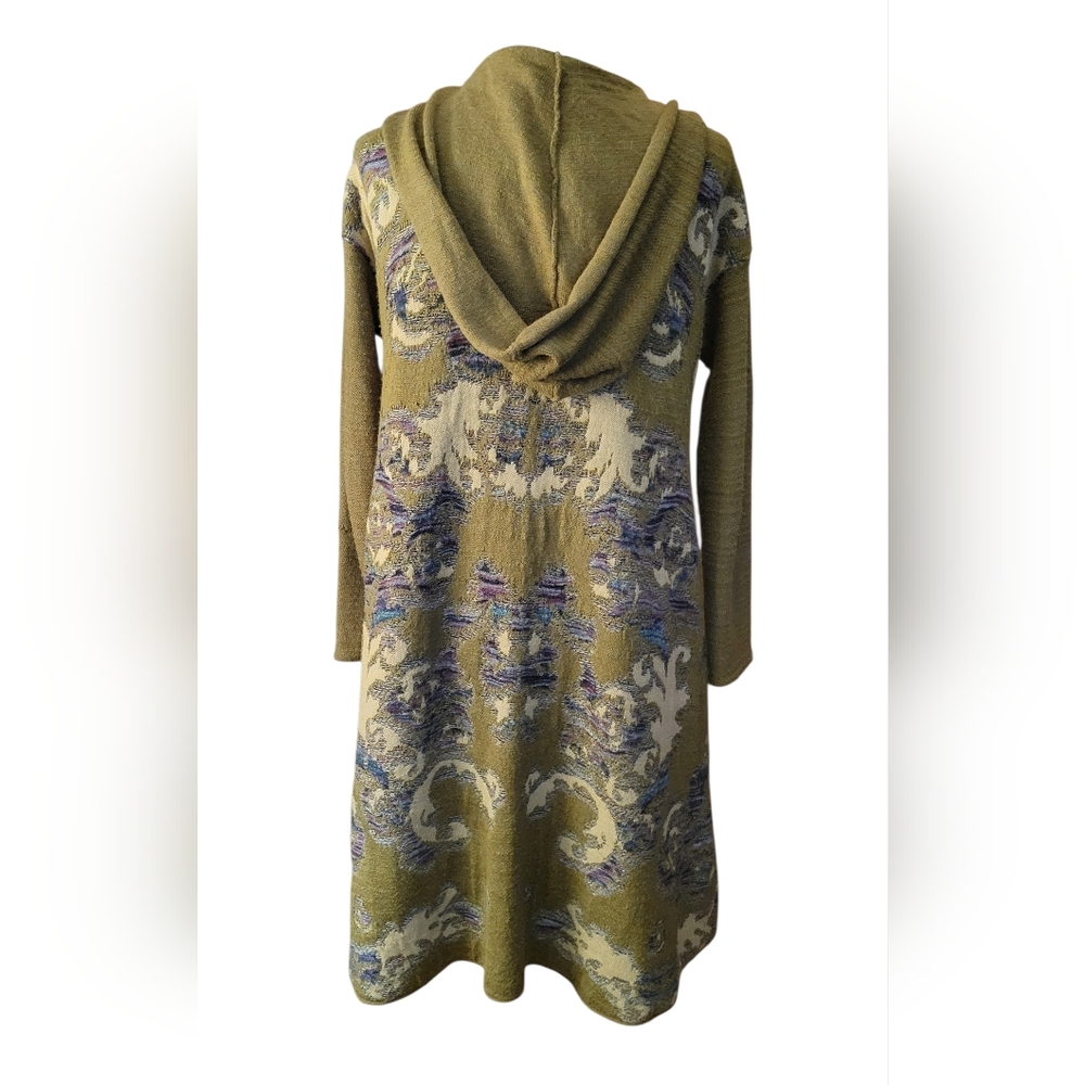 FREE PEOPLE AFTER THE STORM LONG HOODED JACQUARD SWEATER - Picture 4 of 8